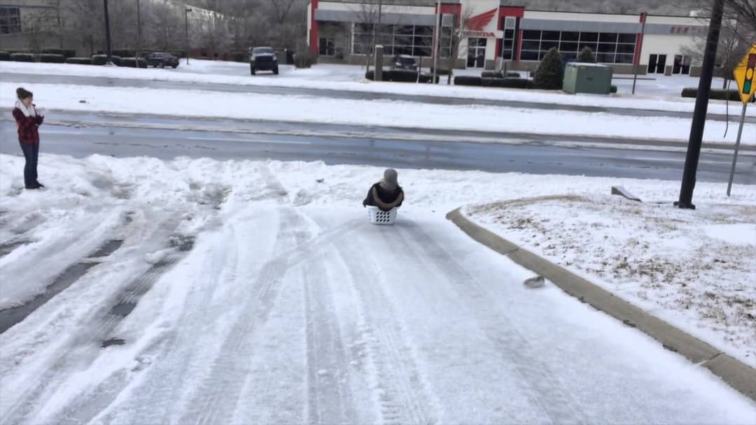 Carlos Pushes Joy Down the Hill