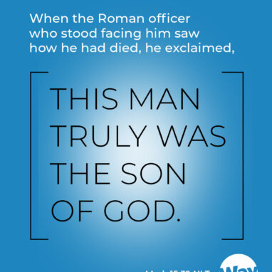 Mark 15:39 NLT When the Roman officer who stood facing him saw how he had died, he exclaimed, “This man truly was the Son of God!”