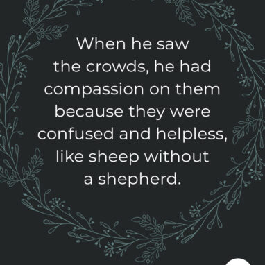 Matthew 9:36 NLT When he saw the crowds, he had compassion on them because they were confused and helpless, like sheep without a shepherd.